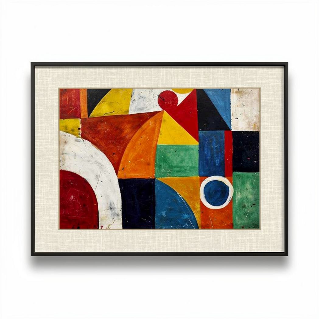 Framed abstract canvas wall art colorful geometric design 60 x 80 x 3cm
