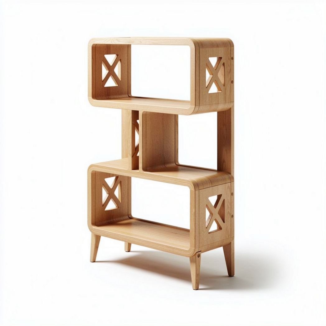 Wooden bookshelf with open shelves for living room storage 60 x 30 x 100cm