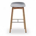 Bar stool with wooden legs and plastic seat 45 x 45 x 75cm grey