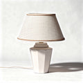 White ceramic table lamp with fabric shade 25 x 25 x 40cm for home decor