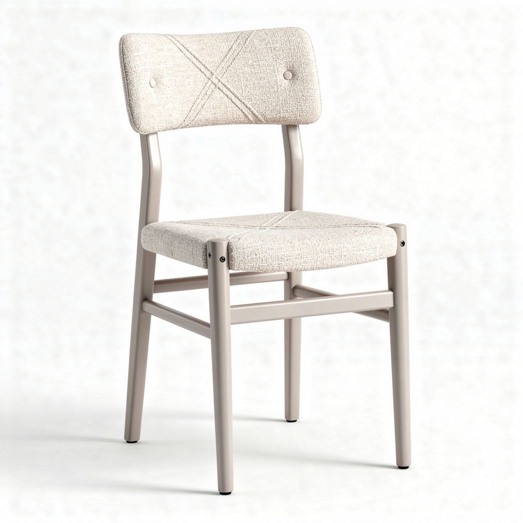 Upholstered dining chair with lightweight metal frame cream color 45 x 45 x 85cm