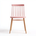 Green plastic dining chair with wooden legs 40 x 40 x 90cm