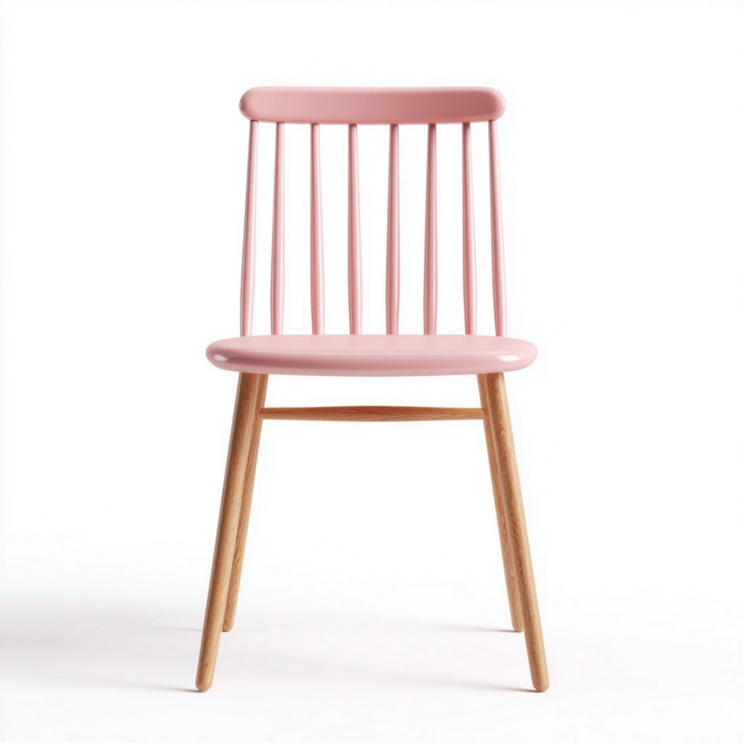 Green plastic dining chair with wooden legs 40 x 40 x 90cm